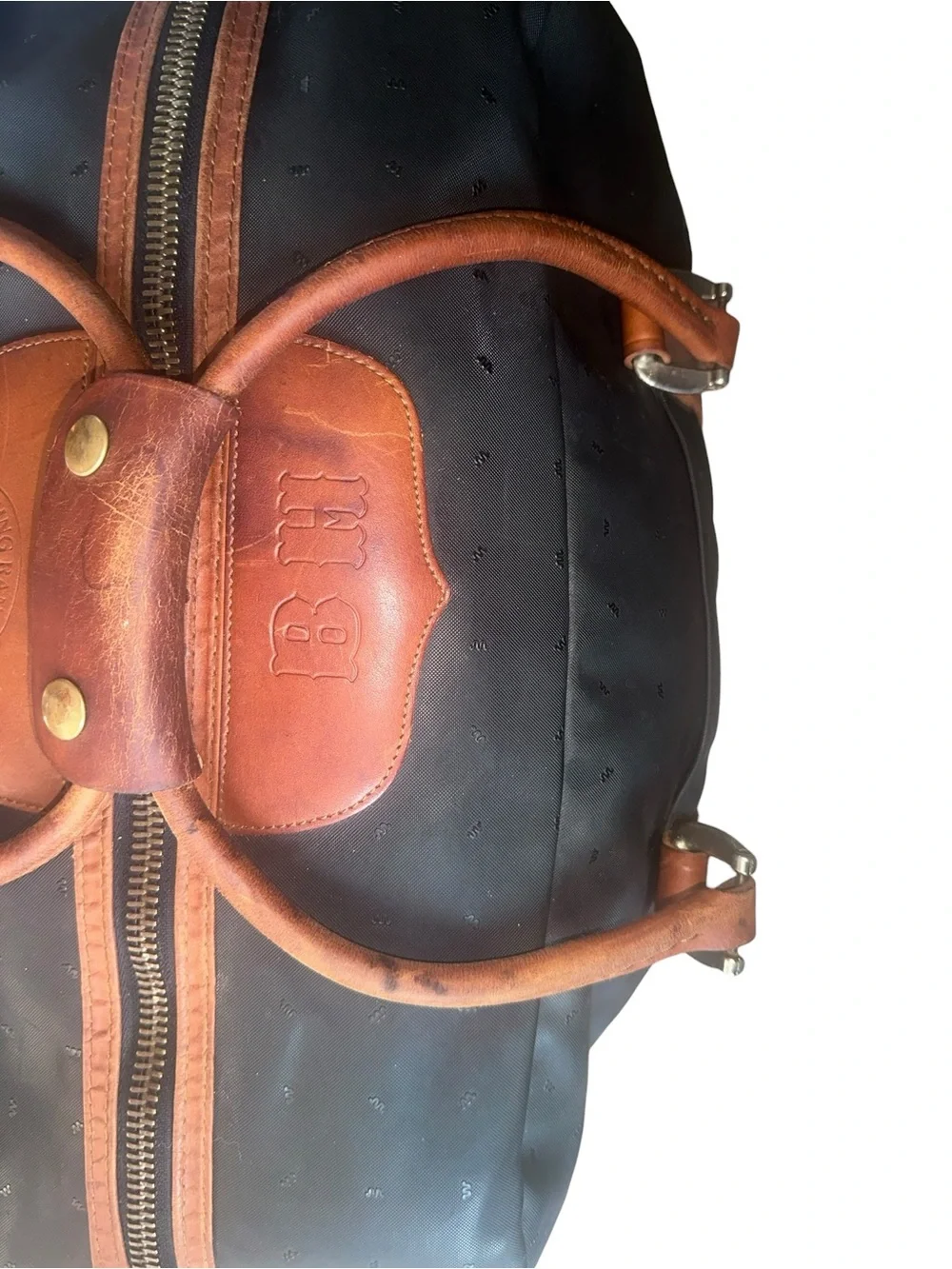 King Ranch Black Duffel Bag with Brown Leather Trim